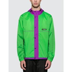 Stussy Jacket Mens Medium Honeycomb Hooded Green Purple Windbreaker Streetwear